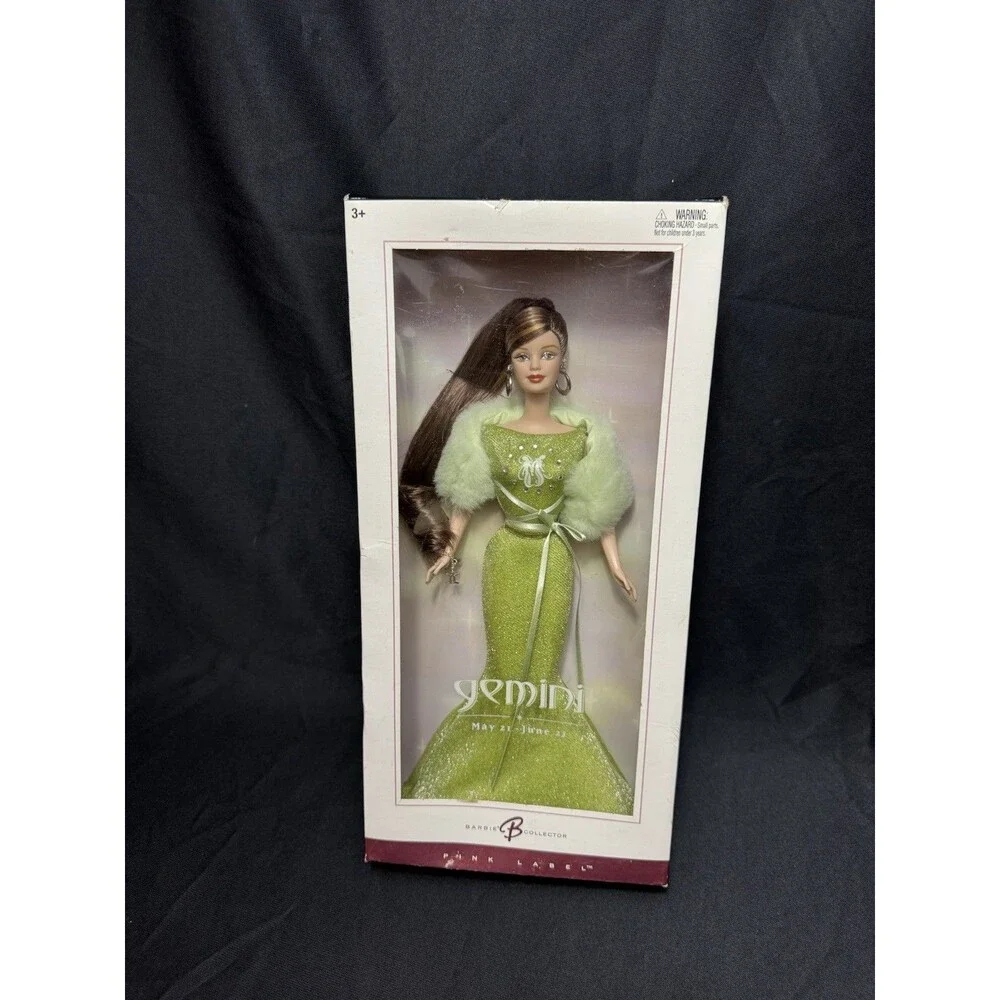2004 Pink Label Barbie Zodiac Sign Gemini (New, Open Box) Green Dress May June - Picture 2 of 9